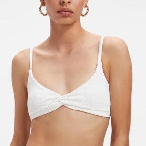Good American Crinkle Always Fit Twist Bikini Top Textured Ivory 2 US M